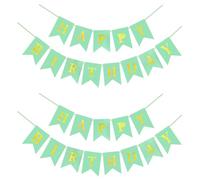 Festa Centro 2 set "Happy Birthday" Banner Decorativo Lettere dorate luminose Striscione Buon Compleanno Colorato Festoni Decorazioni per Festa di Compleanno (Verde acqua)