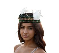 Festa con Fascia Tricolore con Piume di Paillettes Fascia Colorata Hippie Accessori Costume Vampiro Parrucca Adulto Fascia Donna Fascia Bambina Fasce Bigodino Mollettoni Donna Fermaglio Bambina