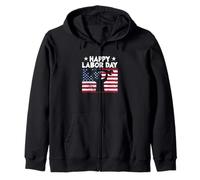 Festa dei lavoratori Union Bandiera americana Patriottica Felice Giornata del lavoro Felpa con Cappuccio