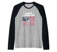 Festa dei lavoratori Union Bandiera americana Patriottica Felice Giornata del lavoro Maglia con Maniche Raglan