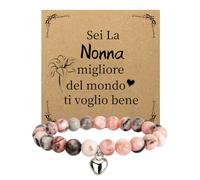 Festa Dei Nonni Idee Regalo, Bracciale Nonna Regali Braccialetto per la Nonna, Braccialetti con Biglietto di Auguri Bracciali Natale Compleanno Pensione Festa Della Nonna Idee Regalo (Grigio Rosa)
