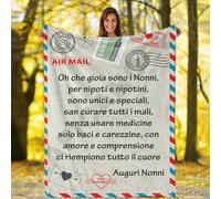 Festa dei Nonni Plaid in Pile Che gioia i Nostri Nonni lettera idea regalo