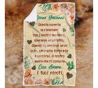 Festa dei Nonni Plaid in Pile con Nome Personalizzato Nonno Nonna idea regalo