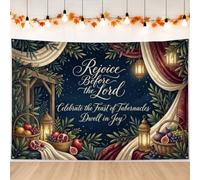 Festa dei Tabernacoli Citazione Religiosa Melograno Sfondo Banner 180,3 x | Script calligrafico, sfondo fotografico, raccolta melograno, tende vintage, lanterne tradizionali, celebrazione religiosa