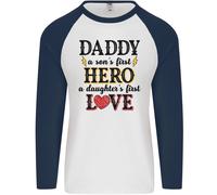 Festa Del Papà Daughter Love Son Eroe Papà Uomo L/S Baseball T-Shirt