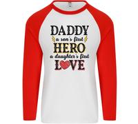 Festa Del Papà Daughter Love Son Eroe Papà Uomo L/S Baseball T-Shirt