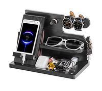 Festa del Papà Docking Station in Legno per Smartphone - Supporto Portafoglio e Orologio - Idee Regalo Uomo per Compleanno, Anniversario, Lui/Lei