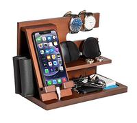 Festa del Papà Docking Station in Legno per Smartphone - Supporto Portafoglio e Orologio - Idee Regalo Uomo per Compleanno, Anniversario, Lui/Lei