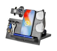 Festa del Papà Docking Station in Legno per Smartphone - Supporto Portafoglio e Orologio - Regalo Uomo Compleanno, Anniversario per Lui/Lei