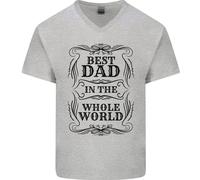 Festa Del Papà Migliore Papà IN la Parola Uomo Scollo A V Cotone T-Shirt