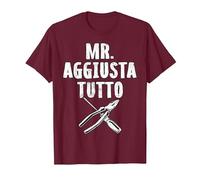 Festa del Papa Mr Aggiusta Tutto Maglietta, Uomo, Bordeaux, S