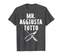 Festa del Papa Mr Aggiusta Tutto Maglietta, Uomo, Grigio Scuro, S