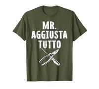 Festa del Papa Mr Aggiusta Tutto Maglietta, Uomo, Oliva, S