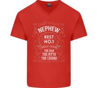 Festa Del Papà No 1 Nipote Uomo Mito Legend Uomo Scollo A V Cotone T-Shirt