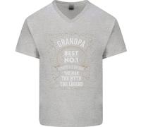 Festa Del Papà No 1 Nonno Uomo Mito Legend Uomo Scollo A V Cotone T-Shirt