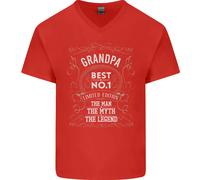 Festa Del Papà No 1 Nonno Uomo Mito Legend Uomo Scollo A V Cotone T-Shirt