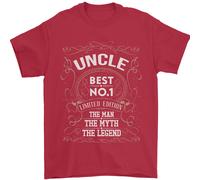 Festa Del Papà No 1 Zio Uomo Mito Leggenda Uomo T-Shirt 100% IN Cotone