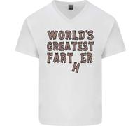 Festa Del Papà Worlds Greatest Farter Divertente Uomo Scollo A V Cotone T-Shirt