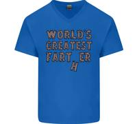 Festa Del Papà Worlds Greatest Farter Divertente Uomo Scollo A V Cotone T-Shirt