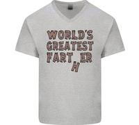 Festa Del Papà Worlds Greatest Farter Divertente Uomo Scollo A V Cotone T-Shirt