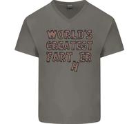 Festa Del Papà Worlds Greatest Farter Divertente Uomo Scollo A V Cotone T-Shirt