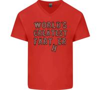 Festa Del Papà Worlds Greatest Farter Divertente Uomo Scollo A V Cotone T-Shirt