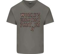 Festa Del Papà Worlds Greatest Farter Divertente Uomo Scollo A V Cotone T-Shirt