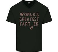 Festa Del Papà Worlds Greatest Farter Divertente Uomo Scollo A V Cotone T-Shirt