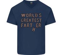 Festa Del Papà Worlds Greatest Farter Divertente Uomo Scollo A V Cotone T-Shirt