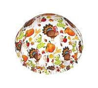 Festa del Ringraziamento Turchia Cena in famiglia Modello Cuffia da a e cuffia da bagno per donna,Cuffia da a reversibile oversize impermeabile Grande progettata per tutte le lunghezze di