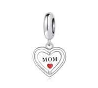 Festa della Mamma a due Lati Cuore Ciondolo Fascino, 925 Argento Sterling Braccialetto Accessorio, Compatibile con Pandora Braccialetto Neckalce, Regalo per le Donne
