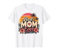 Festa della Mamma Best Mom Ever Floral Retro Tramonto Design Maglietta
