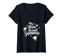Festa Della Mamma DC Comics Wonder Woman My Mum Is A Superhero Maglietta con Collo a V