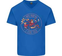 Festa Della Mamma Ero Normale Cinque Bambini Fa Maglietta In Cotone A V Per Uomo