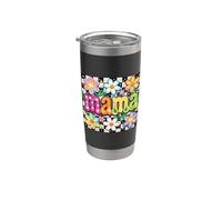 Festa della mamma mamma Groovy Hippy Vibes Cool Vintage Flowers Bicchiere termico in acciaio inox doppia parete
