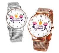 Festa della Mamma Orologio da Donna Femminile Personalizzato Idea Regalo Mamma Natale Compleanno Anniversario Elegante Amore Nonna Famiglia Perfetto Per Ogni Occasione Ti Voglio bene Fiore (Argento)