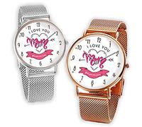 Festa della Mamma Orologio da Donna Femminile Personalizzato Idea Regalo Mamma Natale Compleanno Anniversario Elegante Amore Nonna Famiglia Perfetto Per Ogni Occasione I Love You Mom (Rosa Gold)