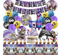 Festa di compleanno a tema videogiochi, 115 pezzi di decorazioni per feste di compleanno a tema videogiochi, include striscione, palloncini,decorazione per torta, piatti di carta patinata, adesivi