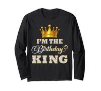 Festa di Compleanno I'm The Birthday King per Lui Crown Men Boys Maglia a Manica