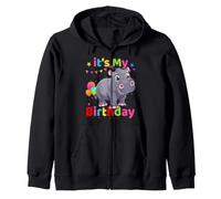 Festa di Compleanno Ippopotamo Design per Bambini e Adulti Felpa con Cappuccio