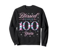 Festa di Compleanno per 100 Anni, con Scritta Blessed By God for 100 Years Old Felpa