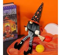 Festa di Halloween statuetta di gnomo strega, ornamento da tavolo per soggiorno, camera da letto, bambola senza volto con mantello nero e cappello a punta. per Leggere Libro Occhi (B, 40cm)
