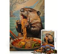 Festa di noodles del castoro - Puzzle da 1000 pezzi per adolescenti, allenamento della concentrazione, divertimento nel tempo libero, assemblaggio preciso, regalo adorabile (38x52cm)