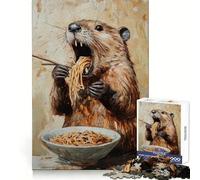 Festa di noodles del castoro - Puzzle da 1000 pezzi per adolescenti, gioco di puzzle per allenare la mente, divertimento facile, taglio laser, regalo adorabile (38x52cm)
