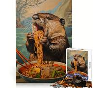 Festa di noodles del castoro - Puzzle per ragazzi da 1000 pezzi, stimola la memoria, ideale per momenti di relax, con bordi nitidi e un'atmosfera natalizia sorprendente (50x75cm)