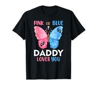 Festa di rivelazione del genere a forma di farfalla «Daddy Loves You» rosa o blu Maglietta
