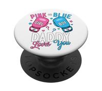 Festa di rivelazione del genere di papà ti ama nella boxe rosa o blu PopSockets PopGrip Adesivo