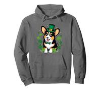 Festa di San Patrizio, Cane Corgi nero e marrone chiaro, trifoglio Felpa con Cappuccio