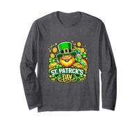 Festa di San Patrizio Divertente Leprechaun & Oro Rainbow Lucky Irish Maglia a Manica