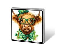 Festa di San Patrizio Highland Cow con cappello verde spille unisex spille e spille quadrate leggere bavero distintivo gioielli per abbigliamento scialle cappello